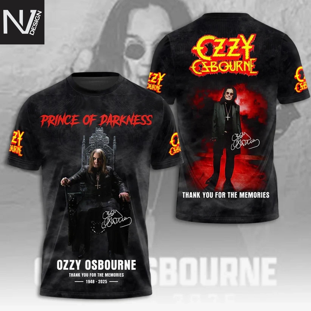 Prince Of Darkness Ozzy Osbourne Thank You For The Memories Signature 3D T-Shirt Prince Of Darkness Ozzy Osbourne Thank You For The Memories Signature 3D T-Shirt