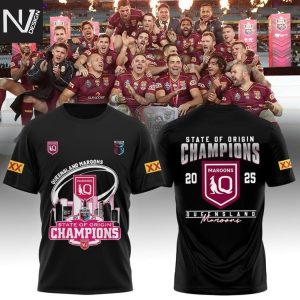 Queensland Maroons 2025 Champions State Of Origin 3D T-Shirt