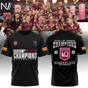 Queensland Maroons Champions State Of Origin 2025 3D T-Shirt