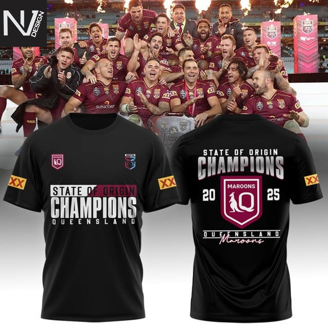 Queensland Maroons Champions State Of Origin 2025 3D T-Shirt Queensland Maroons Champions State Of Origin 2025 3D T-Shirt