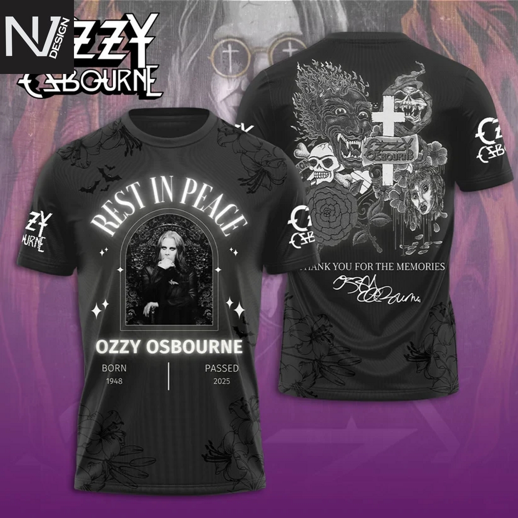 Rest In Peace Ozzy Osbourne Thank You For The Memories Signature 3D T-Shirt Rest In Peace Ozzy Osbourne Thank You For The Memories Signature 3D T-Shirt
