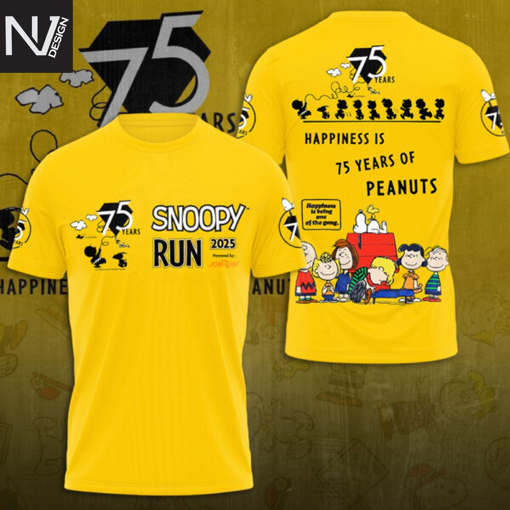 Snoopy Run 2025 Happiness Is 75 Years Of Peanuts 3D T-Shirt Snoopy Run 2025 Happiness Is 75 Years Of Peanuts 3D T-Shirt