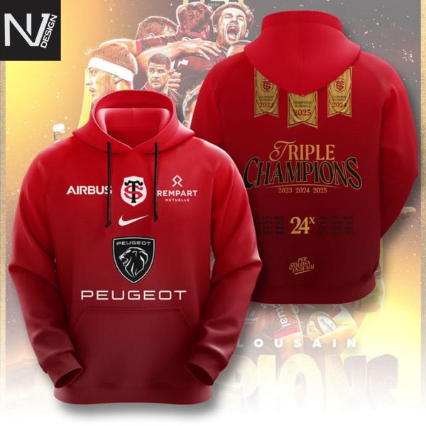 Stade Toulousain Champions 2025 Back To Back To Back 24X Hoodie