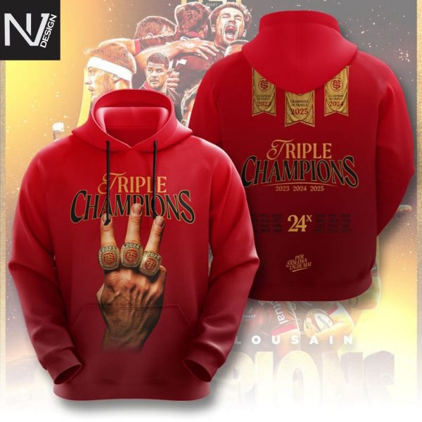 Stade Toulousain Champions 2025 Triple Champions 24X Hoodie