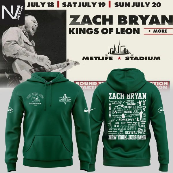 Zach Bryan x New York Jets Kings Of Leon Metlife Stadium 2025 Hoodie