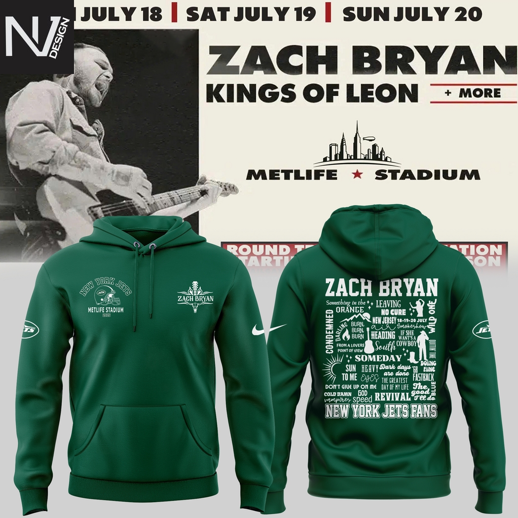 Zach Bryan x New York Jets Kings Of Leon Metlife Stadium 2025 Hoodie Zach Bryan x New York Jets Kings Of Leon Metlife Stadium 2025 Hoodie
